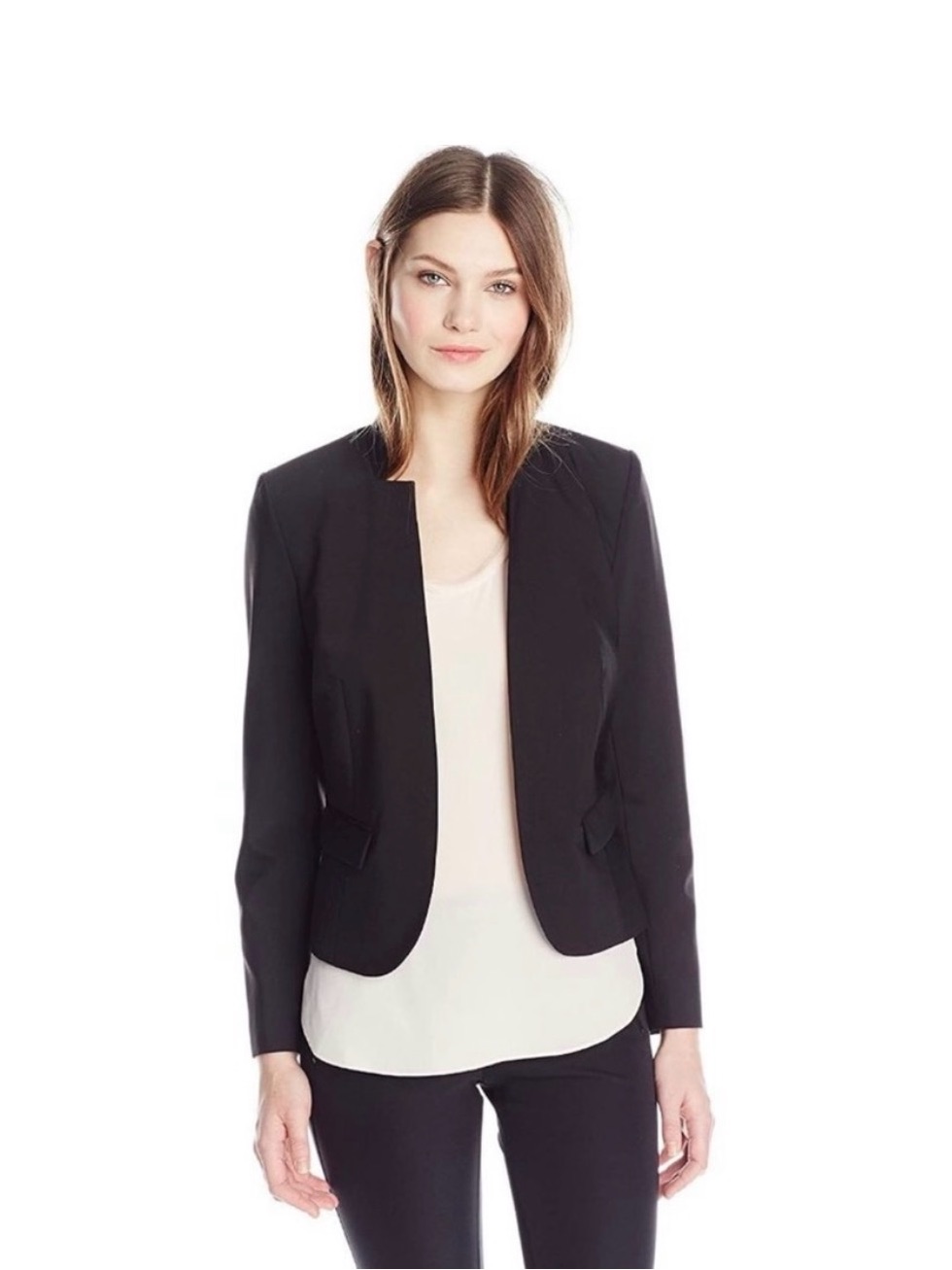 Rebecca Taylor Black Open-Front Tailored Blazer Size 4 **Excellent Condition**
